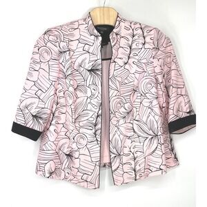 Perceptions Women 2pc Set 20W Jacket Tank Pink Black Floral Open Front